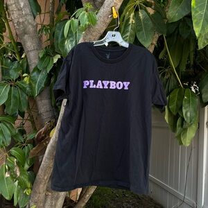Playboy 60s Retro Pin-Up Girl Graphic Black T-Shirt